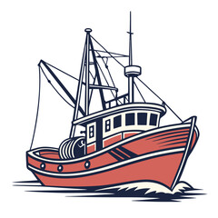 Collection of retro fishing trawler boat vector illustrations for logo & branding