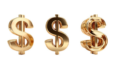 Set of 3D gold dollar sign