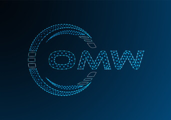 OMW low poly letter logo vector design. OMW lower poly logo design. Low poly logo.