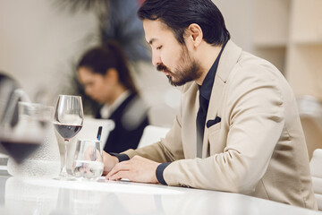Wine Tasting Lecture. Participant in Sommelier Course Is Training for Get Worldwide Association Certification. 