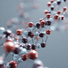 Abstract rendering shows a helix structure with spherical components of orange, blue and gray color