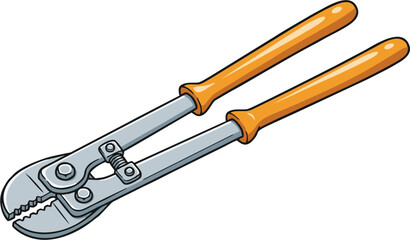 Cartoon Illustration of Metal Cable Cutters with Orange Handles