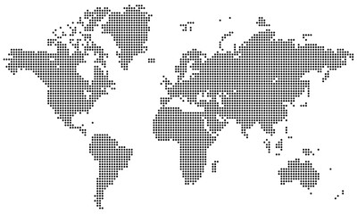 A minimalist dotted world map design is perfect for travel-related projects. The dot map provides a simple and elegant way to highlight global destinations.