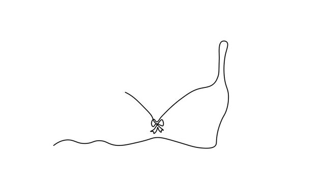 Abstract bra,brassiere, Self drawing animation one continuous line draw, logo