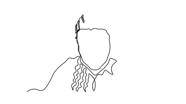 Abstract girl with African pigtails,  Self drawing animation one continuous line draw, logo
