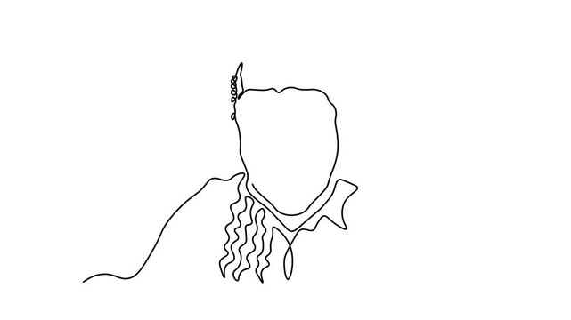 Abstract girl with African pigtails,  Self drawing animation one continuous line draw, logo