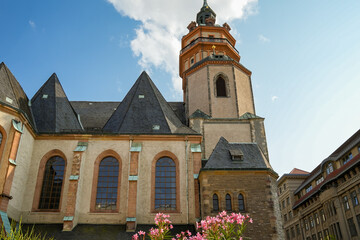 Fototapeta premium The Nikolaikirche in Leipzig, central starting point of the peaceful revolution in the GDR with the subsequent fall of the Berlin Wall in 1989