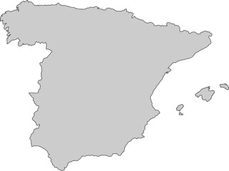 A sleek, grey silhouette map of Spain. Clean and professional, it's ideal for corporate, educational, or data visualization projects