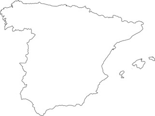 A clean, minimalist vector outline map of Spain. Ideal for designs needing a simple, elegant geographic shape for travel, education, or web projects.
