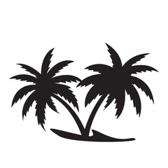 Set of silhouette coconut palm tree isolated on white background. Vector illustration. Pro Vector