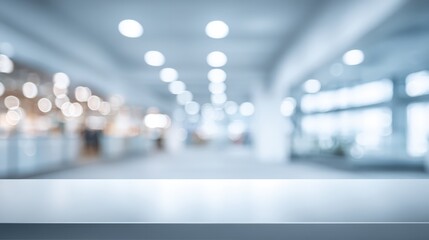 Blurred Office Interior with Countertop, Ideal for Product Mockups and Backgrounds Featuring Clean and Modern Design