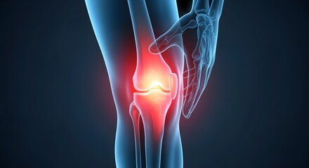 Inflamed Knee Joint Pain Illustration on Blue Background