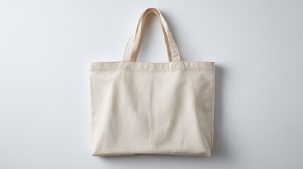 Eco-Friendly Beige Canvas Tote Bag Mockup on White Background, Ready for Customization and Branding