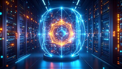 Obraz premium Futuristic quantum computer core