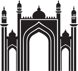 black silhouette of gates and arches