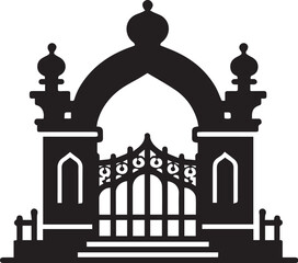 black silhouette of gates and arches