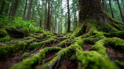 Lush Green Moss Covering Forest Floor