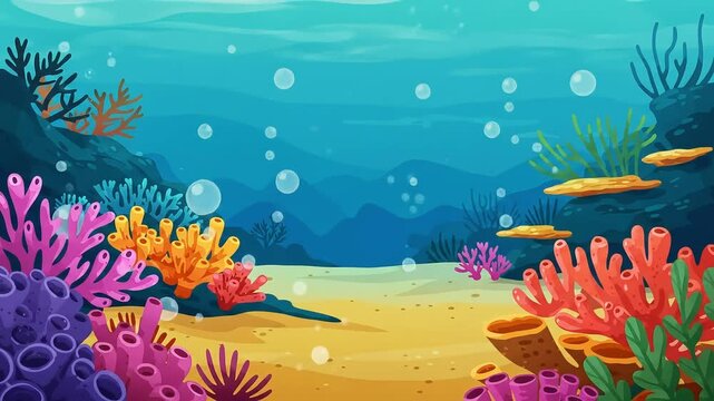 Vibrant coral reef scene perfect for children's books or educational nature illustrations underwater world