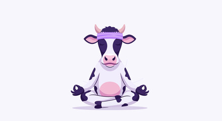 Fototapeta premium Meditating Cow Doing Yoga for Wellness and Peaceful Relaxation Concept