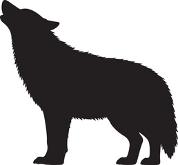 Wolf howling logo in silhouette 