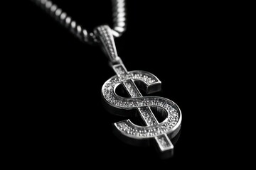 Dollar Sign Chain. Black and Silver Chain with Dollar Signs. Finance and Wealth Concept