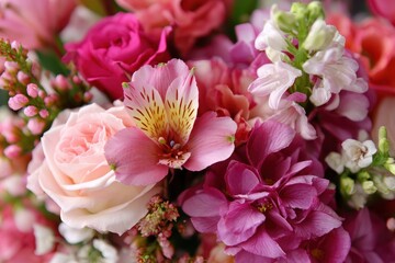 Obraz premium Easter Boquet: Assorted Colors of Flowers in Pink, Fuchsia, White, and Pastel Pink