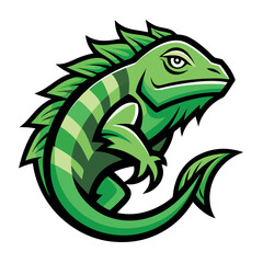 Iguana logo featuring green design and sharp features created for an artistic and bold expression in graphic art