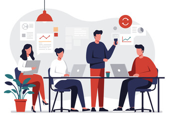 Modern Flat Vector Illustration of Business Plan and Strategy Development