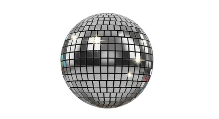 Silver Disco Ball Spins on Transparent Background