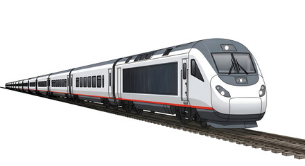 Fototapeta premium Modern Train Speeds on Railway Tracks: Transparent Background