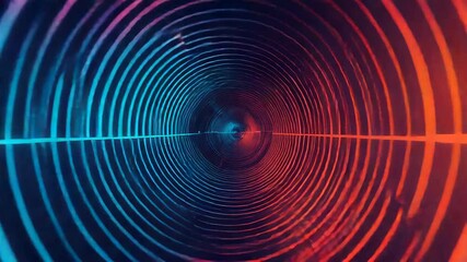 Glowing lines creating a tunnel effect with blue and red lights - Powered by Adobe
