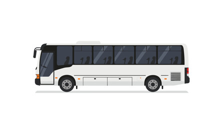 Modern white coach bus side view illustration for transportation design