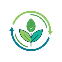 Green leaf with circular arrows symbolizing sustainability and growth