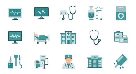 Medical and healthcare icons in modern flat design style
