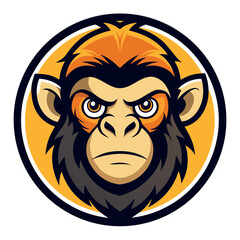Obraz premium Stylized cartoon monkey with an intense expression and striking colors on a vibrant background