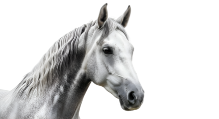 White Horse Poses Gracefully: Transparent Background