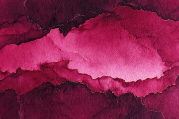 Abstract watercolor painting in deep burgundy and pink