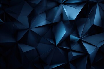 Dark, deep blue polygonal surface, intricate 3D design.  Sharp, geometric shapes create a complex pattern.  Deep shadows highlight the facets, creating a textured visual