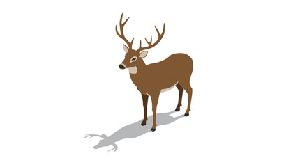 Isometric deer with antlers on white background
