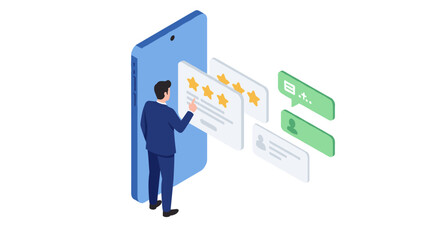 Isometric feedback evaluation on mobile device with user ratings and reviews