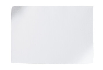 Piece of white blank paper isolated on transparent background. Minimal branding stationery mockup. Empty message note reminder card template. Business office isolated object