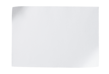 Piece of white blank paper isolated on transparent background. Minimal branding stationery mockup. Empty message note reminder card template. Business office isolated object