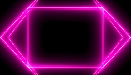 Bright pink neon square frame on black background (1)