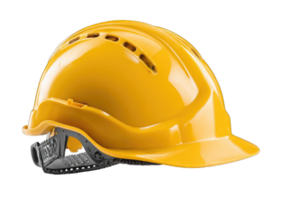 Bright yellow hard hat, safety helmet, protective headgear