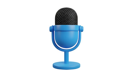Blue Microphone on Transparent Background
