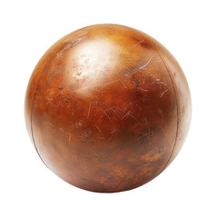 Fototapeta premium A detailed close-up view of a round, copper-toned sphere with visible, intricate surface markings. The sphere is smooth, but the markings create a textured effect