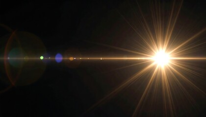 Bright starburst with lens flares against a black background