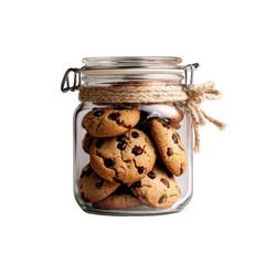 Glass jar filled with chocolate chip cookies