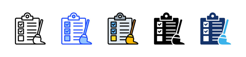 Cleaning Checklist Icon Collection With Multiple Styles