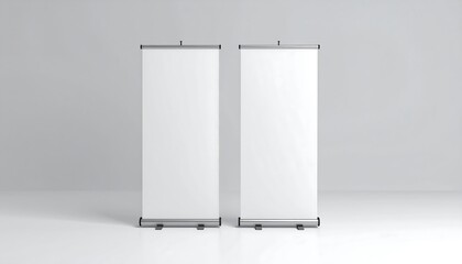 Blank Roll Up Banner Displays SidebySide on a Bright White Background.